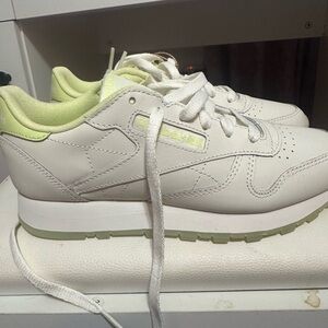Reebok White and Pale Green Athletic Shoes